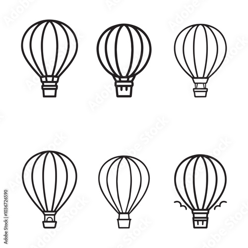 Hot air balloon silhouette vector illustration.
