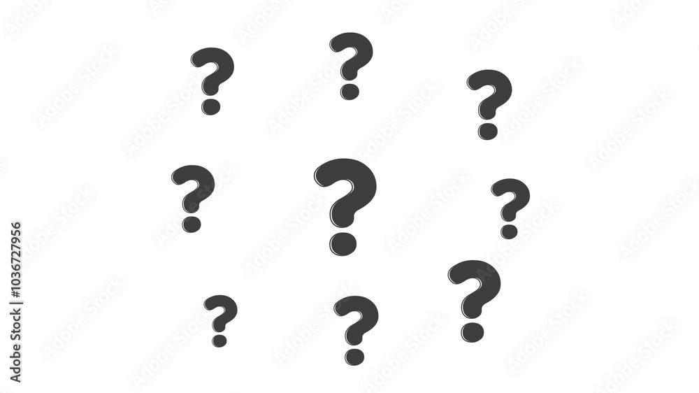 Group of Bold Question marks animation on white background. Group of Bold Question marks animation on white background.