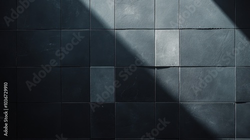 Blue glass wall featuring a geometric design with a textured pattern, showcasing a grid of cubes that create a modern architectural aesthetic