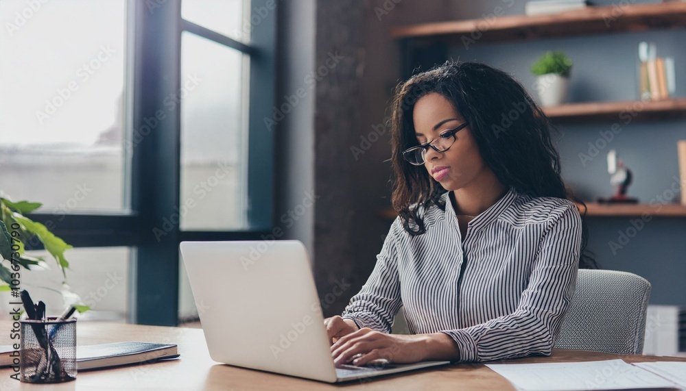 Büro Frau arbeitet AM PC Büro Frau arbeitet AM PC