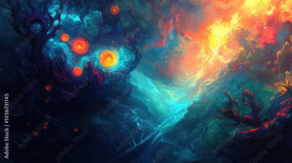 A vibrant background with swirling, bold colors and intricate, eye-catching designs, creating a magical, otherworldly feel A vibrant background with swirling, bold colors and intricate, eye-catching designs, creating a magical, otherworldly feel