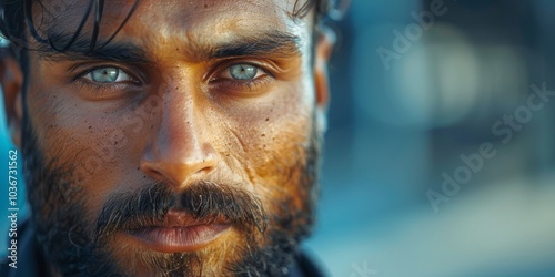 Outdoor portrait of a dedicated athlete focused on fitness and wellness, showcasing determination and effort during an intense training session