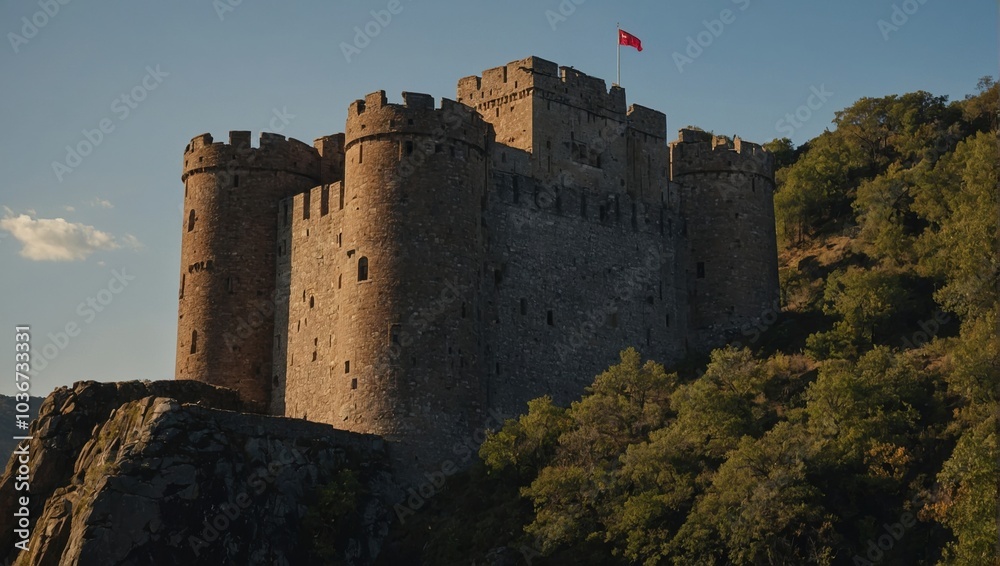 The majestic archer tower illuminates the night sky captivating all who see it The majestic archer tower illuminates the night sky captivating all who see it