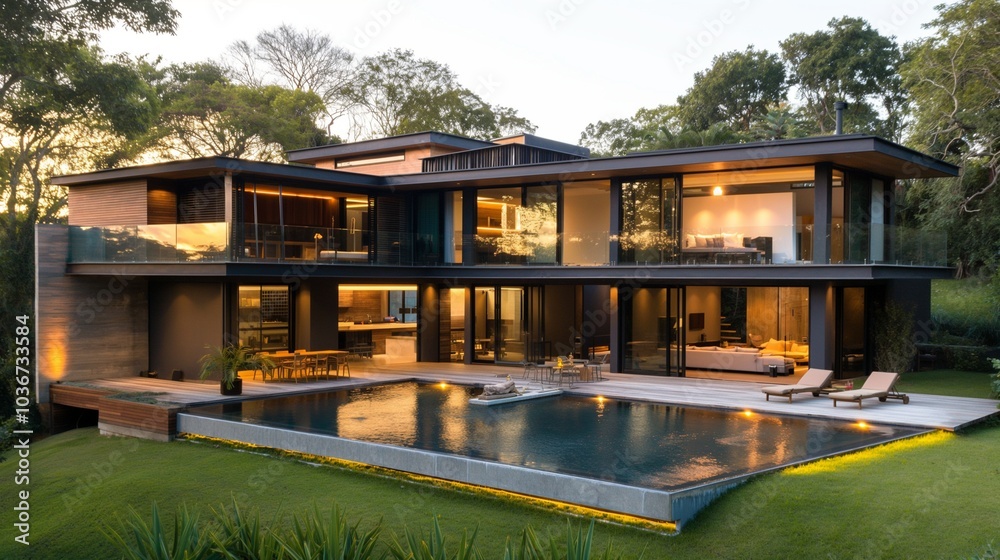 The front and interior designs of the residence The front and interior designs of the residence