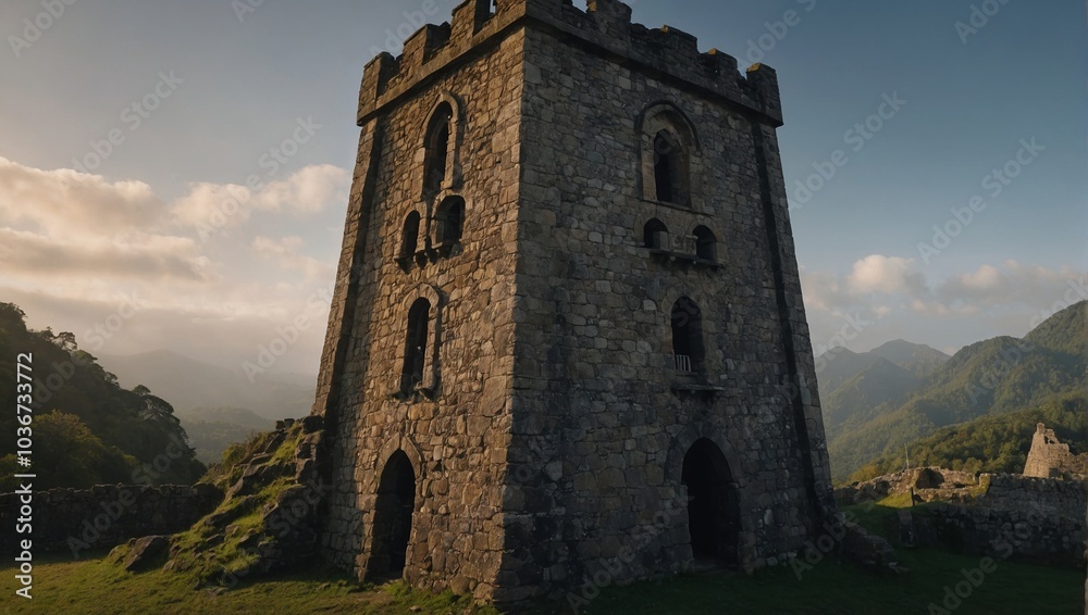 The serene archer tower by the lake invites contemplation and reflection in nature's embrace The serene archer tower by the lake invites contemplation and reflection in nature's embrace
