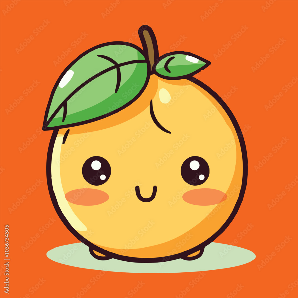 Obraz premium Cute cartoon orange fruit character isolated on white background. Vector illustration.