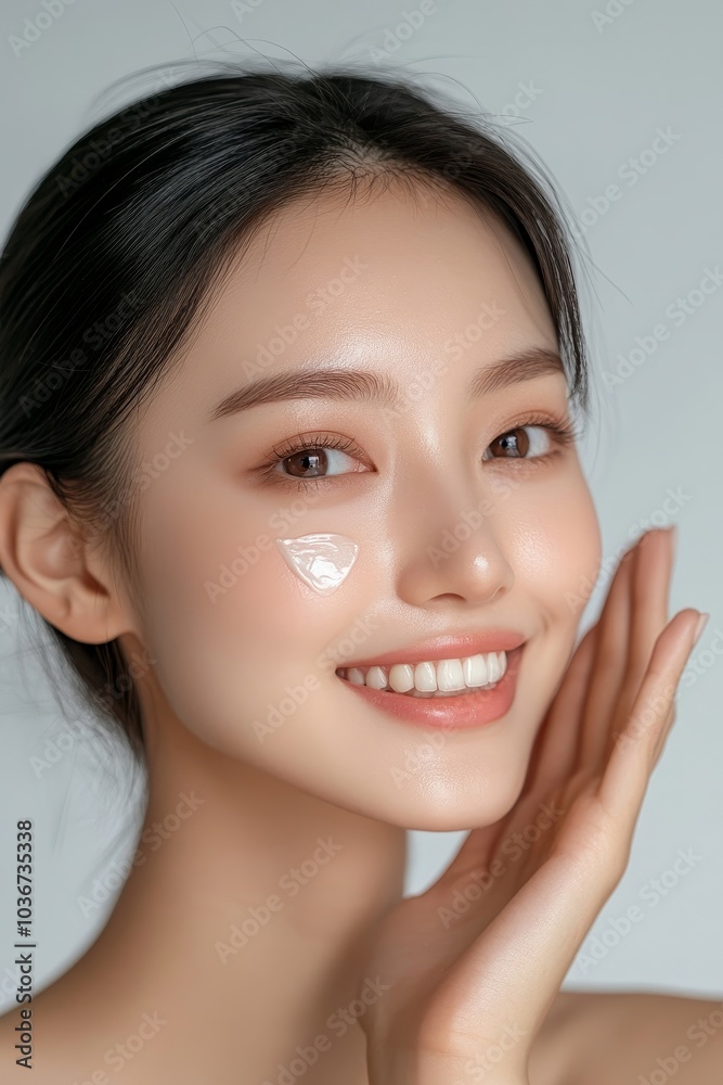 Beautiful South East Asian woman doing her skin care routine, Generative AI Beautiful South East Asian woman doing her skin care routine, Generative AI