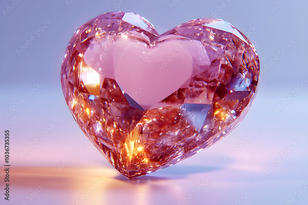 Crystallized Love: A shimmering pink heart-shaped crystal, its facets catching the light, symbolizing love, passion, and enduring beauty. Crystallized Love: A shimmering pink heart-shaped crystal, its facets catching the light, symbolizing love, passion, and enduring beauty.
