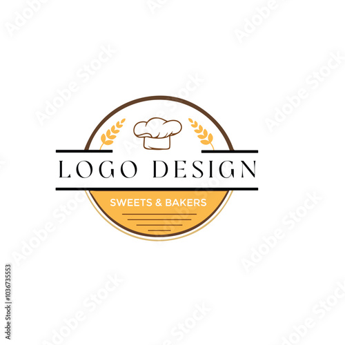 Modern Bakery Logo Design with Milk Icon