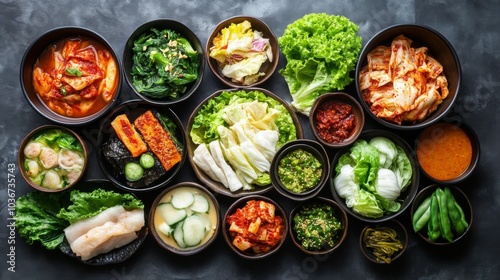 Vibrant Kimchi Side Dishes in Natural Light