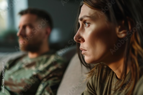 Sitting on a couch, a couple seeks therapy to address their argument and relationship issues, focusing on mental health and support during their crisis