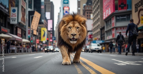 lion on the street
