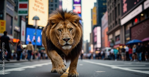 lion on the street
