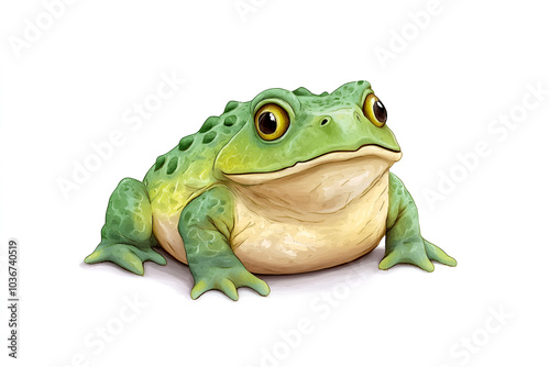 Cute frog with vibrant colors, white background