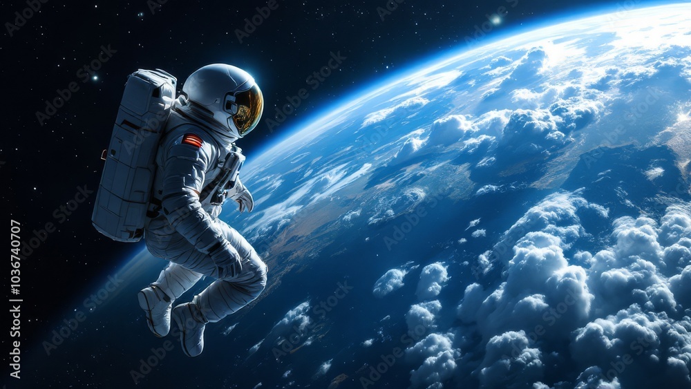 Astronaut conducting spacewalk on Eart Astronaut conducting spacewalk on Eart