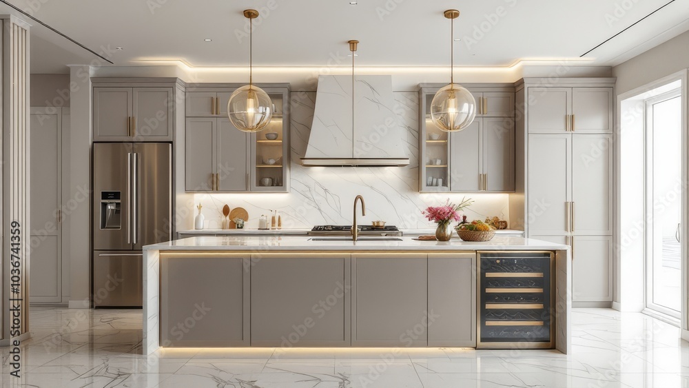 New kitchen in modern luxury home New kitchen in modern luxury home