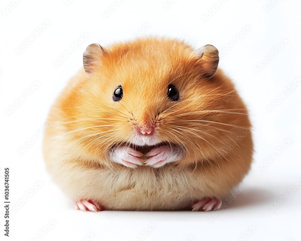 Rotund Hamster Resting Peacefully on White Background Rotund Hamster Resting Peacefully on White Background