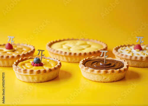 Delicious mini pies with greek letter pi for pi day celebration photo