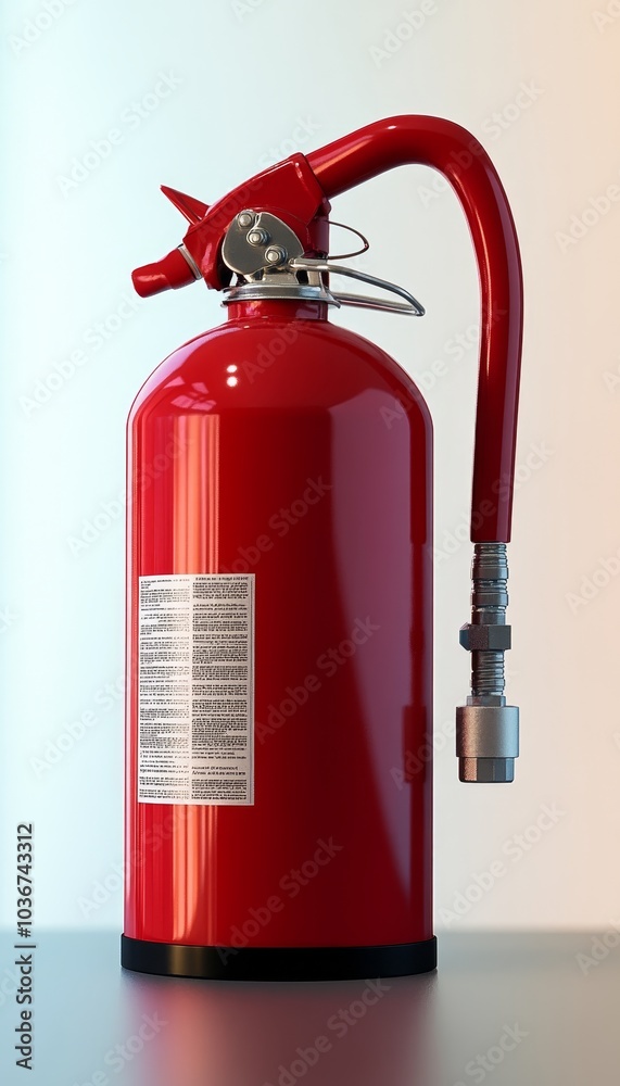 Red Fire Extinguisher Isolated on White Background, Safety Equipment, Fire Protection Concept. Red Fire Extinguisher Isolated on White Background, Safety Equipment, Fire Protection Concept.
