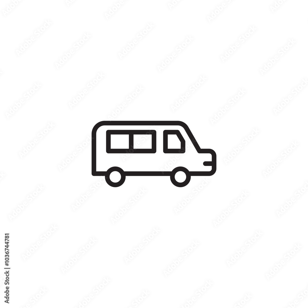 A line drawing of a bus, ready for transport. A simplified line illustration of a bus, emphasizing its rectangular body and multiple windows. Editable icon. A line drawing of a bus, ready for transport. A simplified line illustration of a bus, emphasizing its rectangular body and multiple windows. Editable icon.