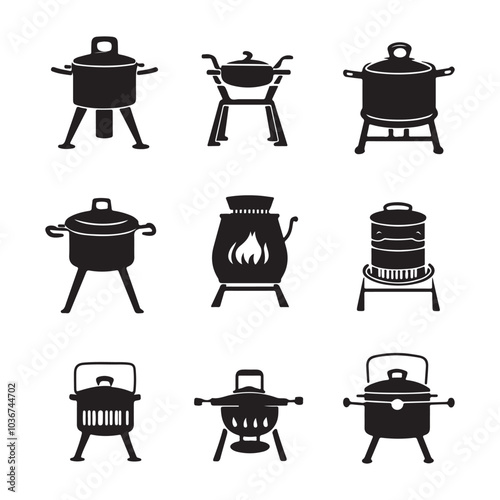 vector set of barbecue grill