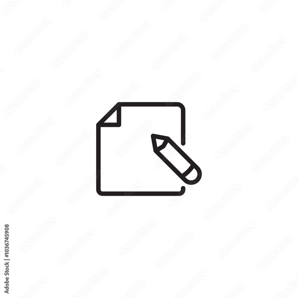 A document with a pencil, indicating editing or creation. Ideas taking shape. A blank page awaits, ready for inspiration and creation. Editable icon. A document with a pencil, indicating editing or creation. Ideas taking shape. A blank page awaits, ready for inspiration and creation. Editable icon.