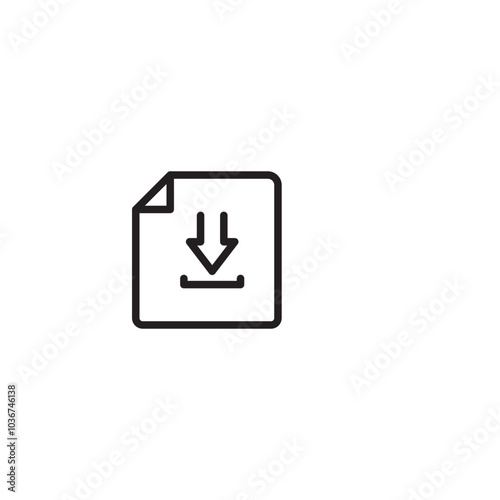 A document with a download arrow, indicating the option to download a file. A file icon with a download symbol, suggesting the process of downloading a file from a source. Editable icon.