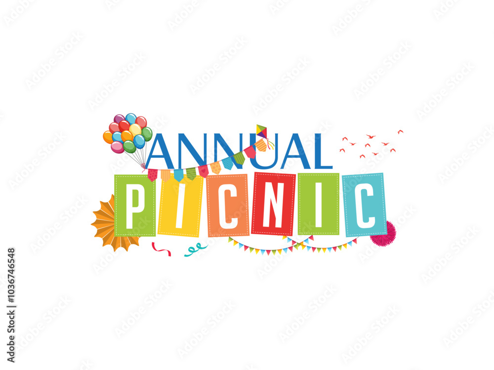 Isolated vector illustration logo of Picnic, Day-out, Family Day, Fun Logo, Vacation Event, Travel Day Logo, Happy joy fun together love creative concept theme mnemonic typography lettering 