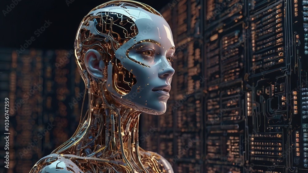 Free Photo Digital AI Artificial Intelligence Head Portrait chip integral into abstract technology brain on dark blue background
Free Photo Digital AI Artificial Intelligence Head Portrait chip integral into abstract technology brain on dark blue background
