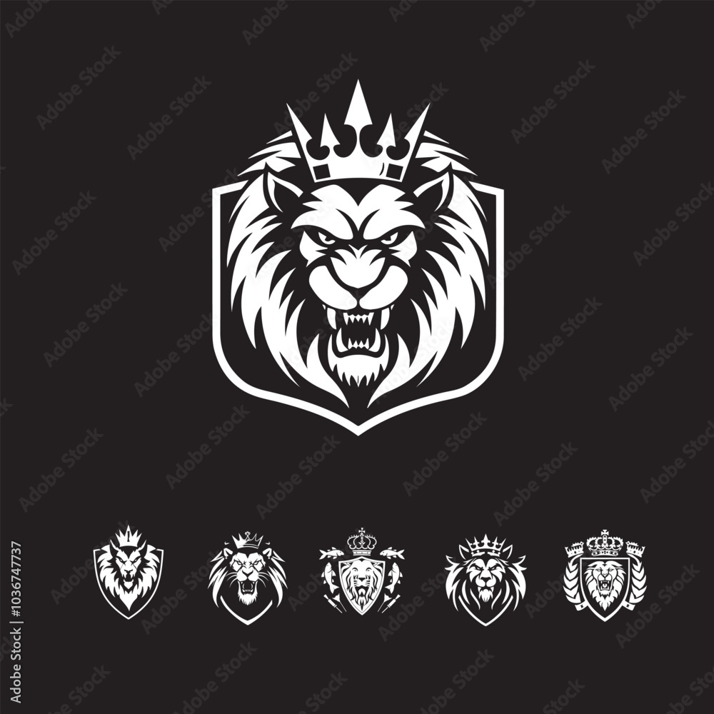 Obraz premium Regal Lions: Crowned Emblems of Majesty
