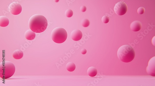 Dynamic Visual Representation of Floating Pink Spheres in Space