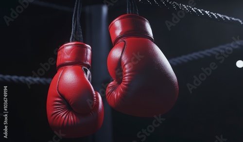 red boxing gloves in a ring close-up photo