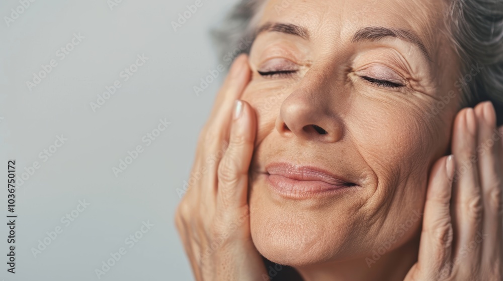 Close-up portrait of a woman focusing on skincare, beauty, and dermatology, set against a white background, showcasing a luxurious grooming and spa morning routine Close-up portrait of a woman focusing on skincare, beauty, and dermatology, set against a white background, showcasing a luxurious grooming and spa morning routine