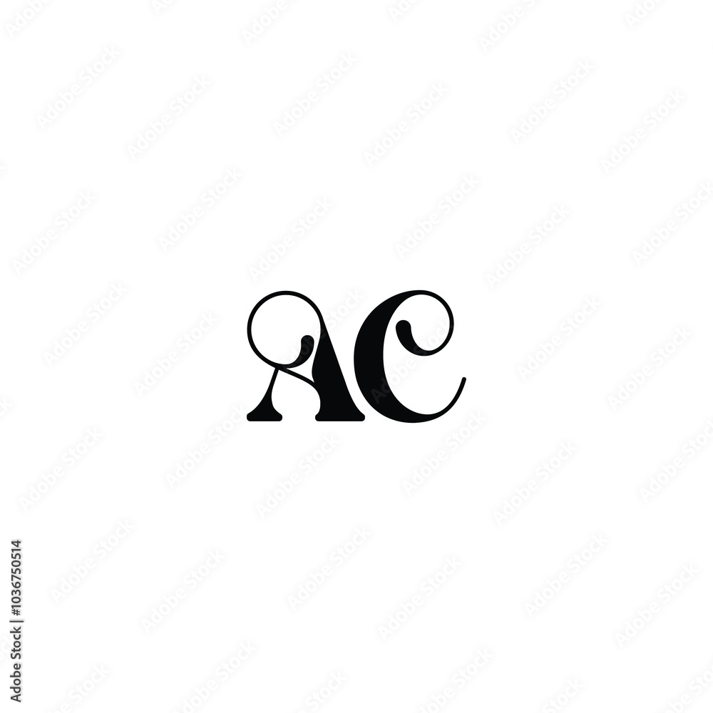 Fototapeta premium AC monogram logo design letter text name symbol monochrome logotype alphabet character simple logo