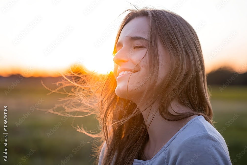 Smiling blonde teen model with flowing hair, enjoying a summer day in a grassy park Smiling blonde teen model with flowing hair, enjoying a summer day in a grassy park