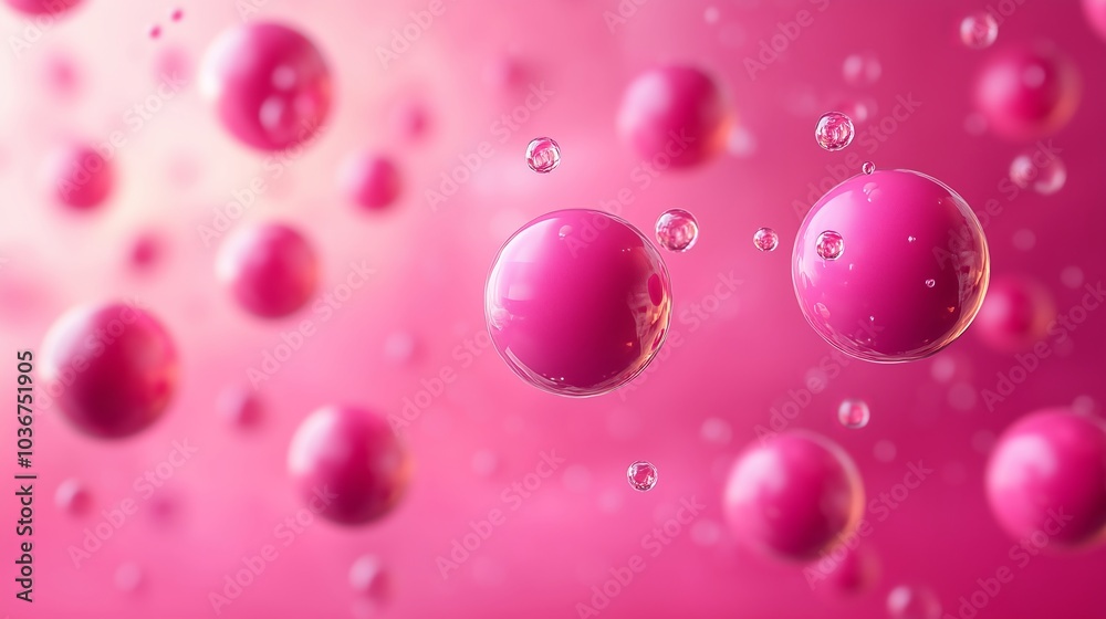 Elegant Floating Pink Bubbles in a Dreamlike Liquid Background Elegant Floating Pink Bubbles in a Dreamlike Liquid Background