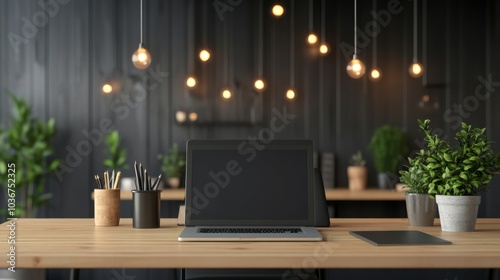 Wallpaper Mural Cozy Office Setting with Clean Lines and Ambient Lighting Torontodigital.ca