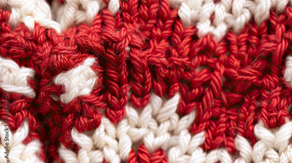 A red and white horizontal knitted pattern A red and white horizontal knitted pattern
