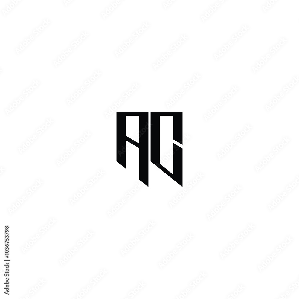 Obraz premium AC monogram logo design letter text name symbol monochrome logotype alphabet character simple logo