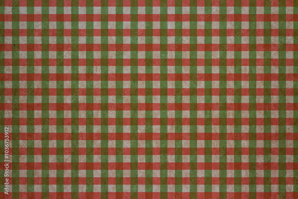 Red and green plaid kraft paper background Red and green plaid kraft paper background
