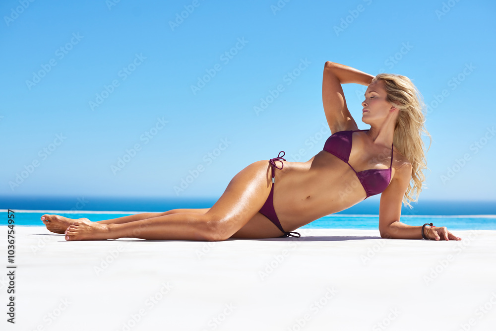 Beach, body and bikini with woman, vacation and getaway trip with nature, traveling and Zanzibar. Person, outdoor and seaside with girl, ocean and swimwear with weekend break and tropical island Beach, body and bikini with woman, vacation and getaway trip with nature, traveling and Zanzibar. Person, outdoor and seaside with girl, ocean and swimwear with weekend break and tropical island