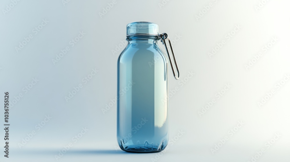 Blue Glass Water Bottle with a Clip Blue Glass Water Bottle with a Clip