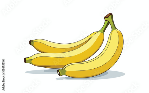 Bunch of Ripe Yellow Bananas Isolated on White Background