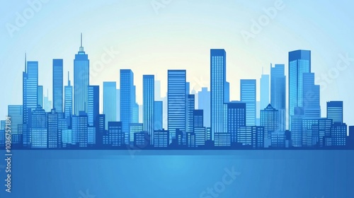 Modern City Skyline with Clean Lines and Professional Staging