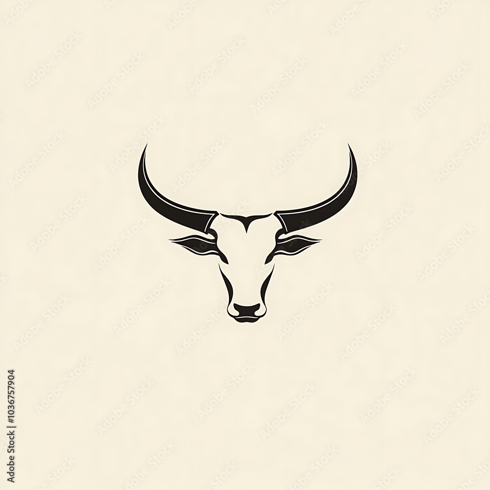 Simple black and white bull head illustration, isolated on white background. Simple black and white bull head illustration, isolated on white background.