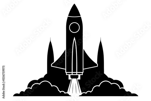 Space Rocket silhouette vector illustration.