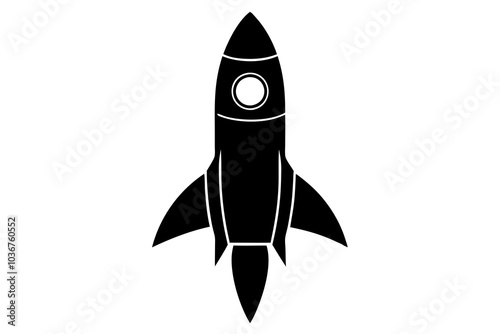 Space rocket ship silhouette vector.