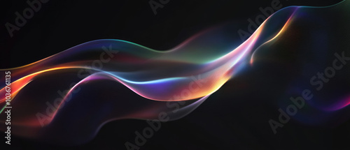 Serpentine Flow Of Vibrant Light Over Dark Background.