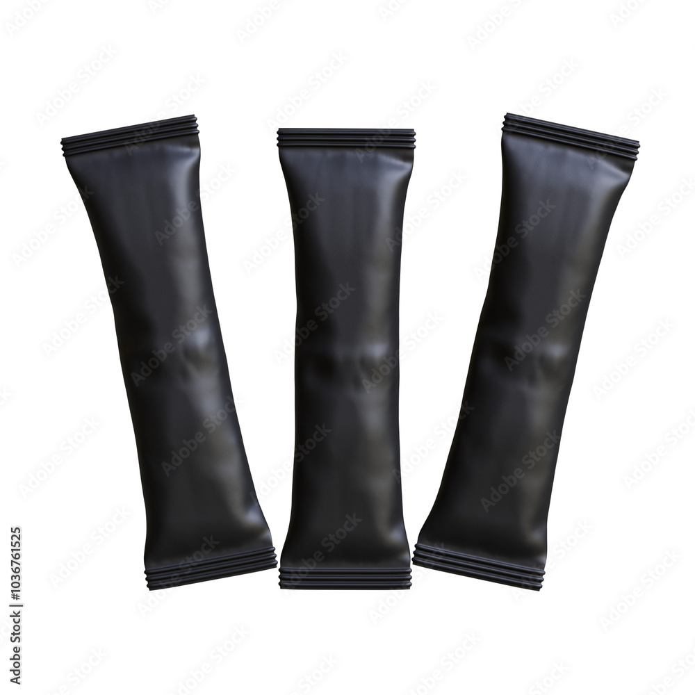 Realistic stick packaging for salt, sugar, coffee and other food. 3d render illustration for mockup collection Realistic stick packaging for salt, sugar, coffee and other food. 3d render illustration for mockup collection