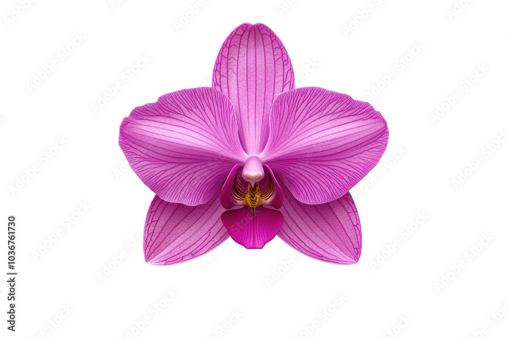 Vibrant pink orchid flower on a white isolated background. isolated on transparent background. Vibrant pink orchid flower on a white isolated background. isolated on transparent background.